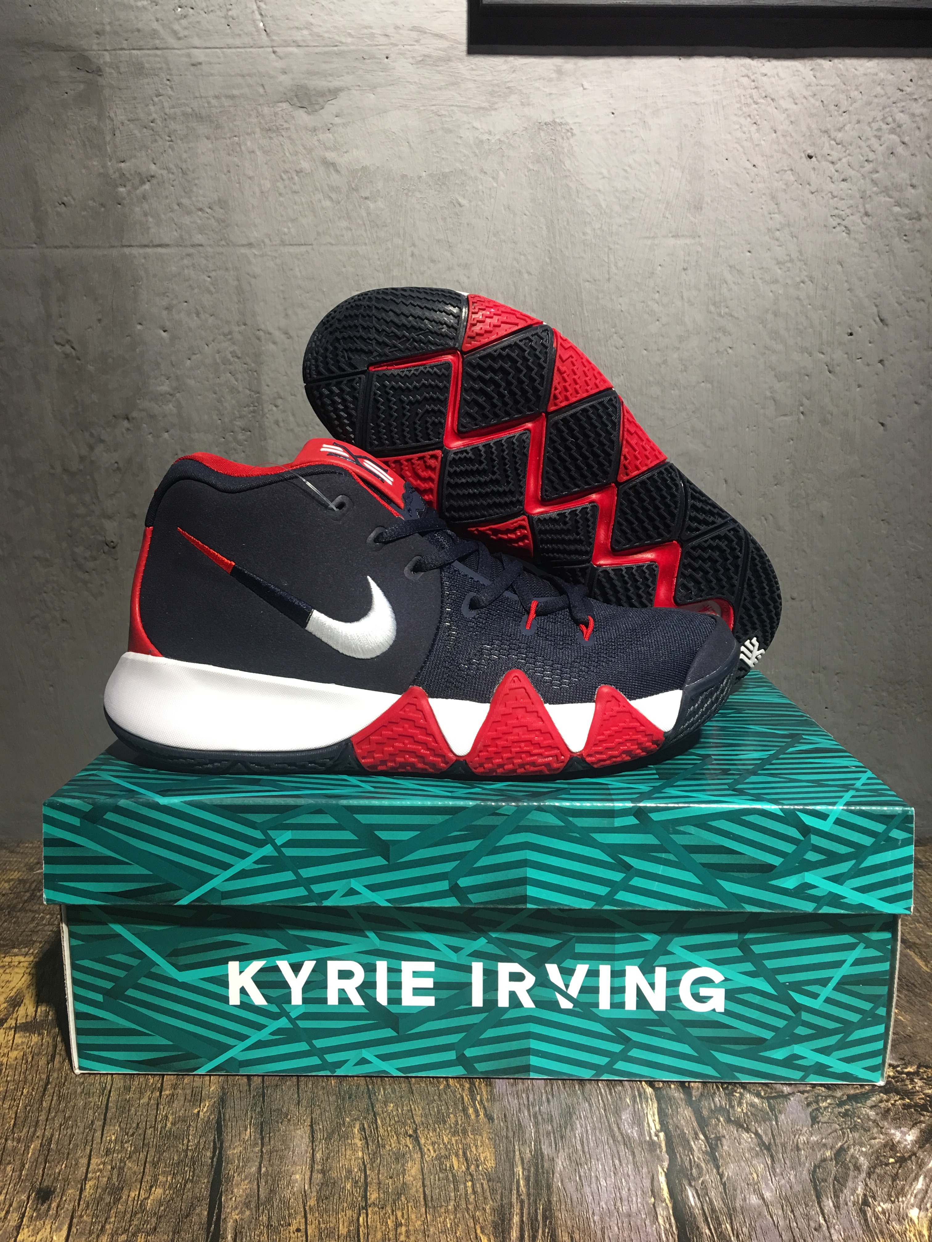 Men Nike Kyrie Irving 4 USA Team Blue Red Shoes - Click Image to Close